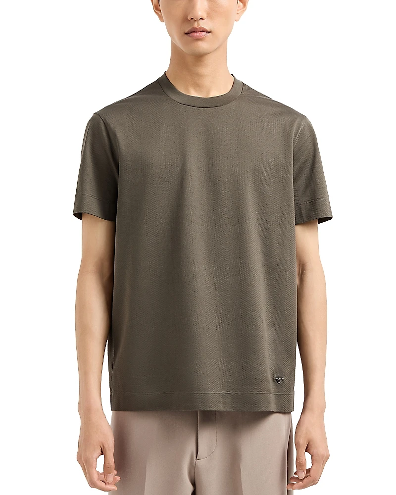 Emporio Armani Cotton Jersey Tee with Allover Jacquard Motif