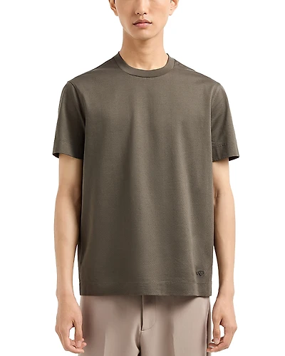 Emporio Armani Cotton Jersey Tee with Allover Jacquard Motif