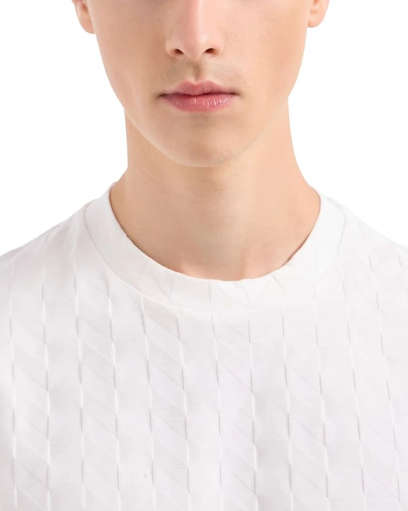 Cotton Jersey Chevron Jacquard Tee