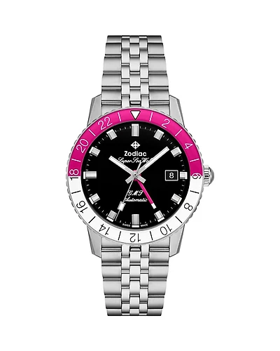 Zodiac Gmt Automatic Stainless Steel Watch, 37mm