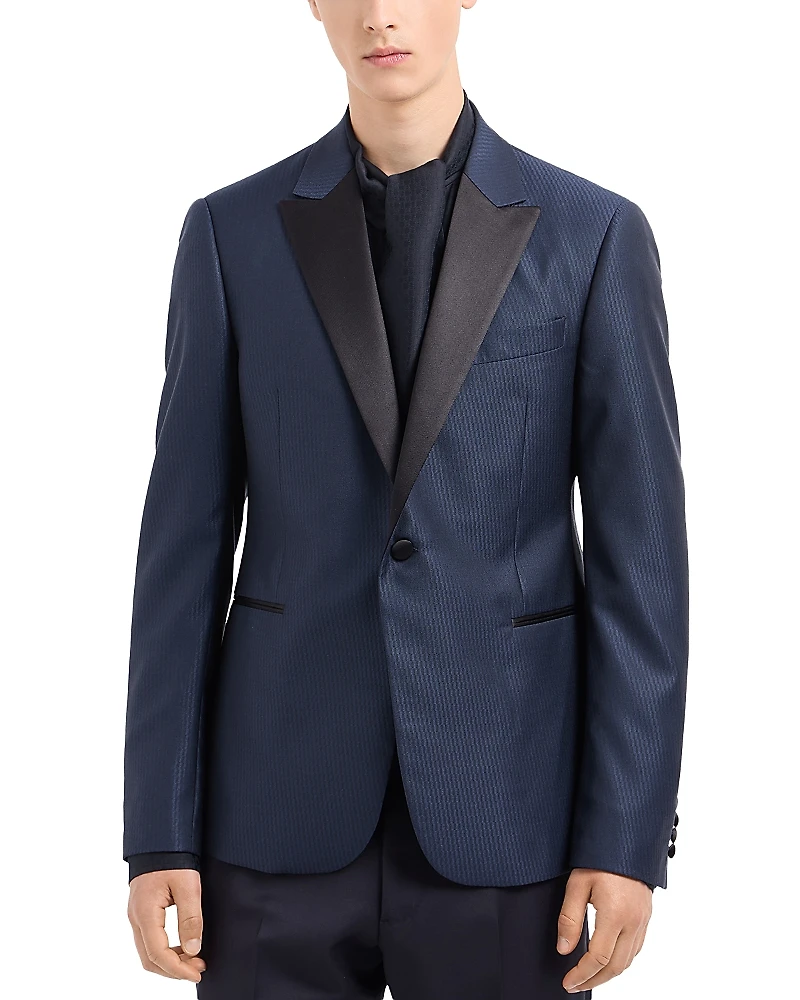 Emporio Armani M Line Slim Fit Wool & Silk Peak Lapel Blazer