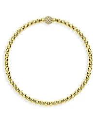 18K Yellow Gold Caviar Diamond Pavé Ball Stretch Bracelet
