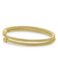 18K Yellow Gold Caviar Endcap Double Wrap Bracelet