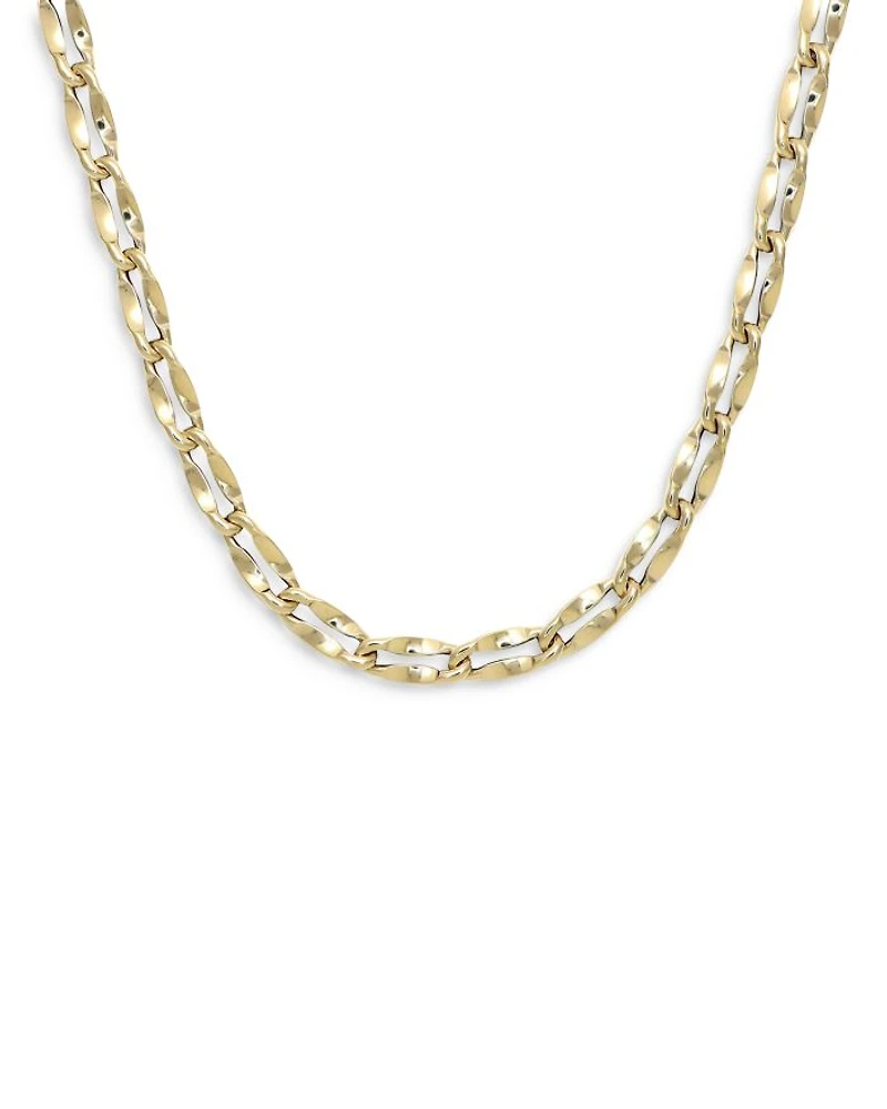 14K Yellow Gold Wave Petali Open Link 18" Collar Necklace