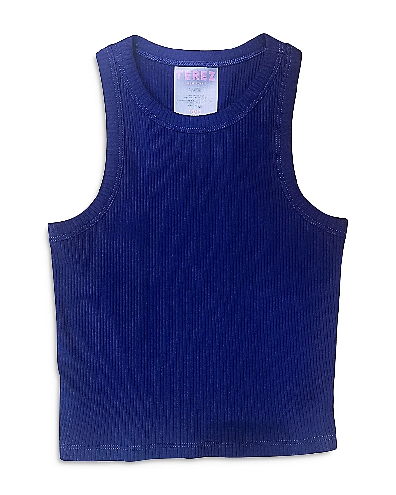 Terez Girls' Cotton Stretch Ribbed Tank - Little Kid, Big Kid