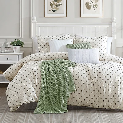 Peri Home Block Print Gauze Comforter Set, Full Queen