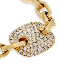 18K Yellow Gold Pavé Diamond Station Link Bracelet - Exclusive