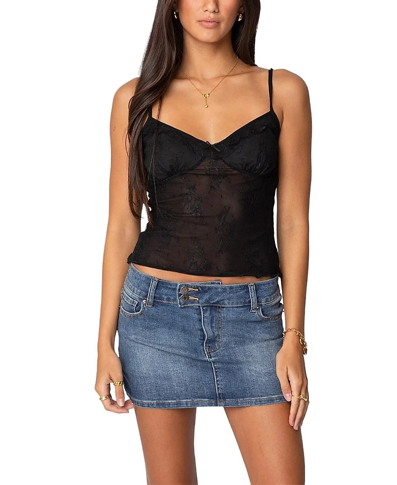 Edikted Angelina Sheer Lace Tank Top