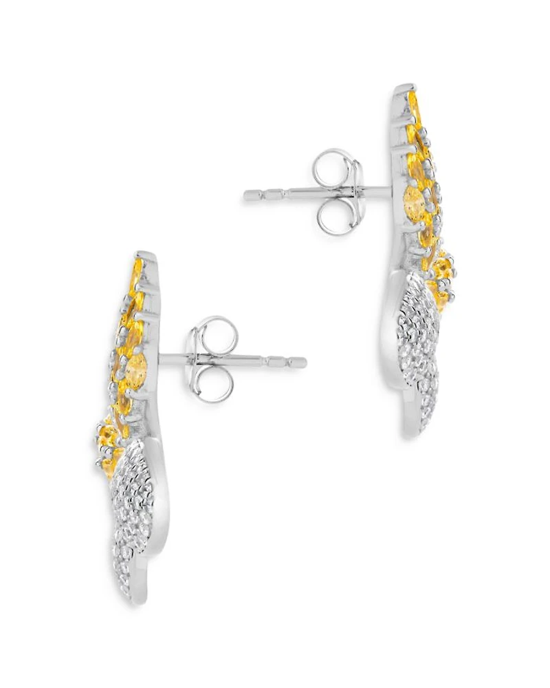Heidi Cubic Zirconia Flower Stud Earrings in Rhodium Plated