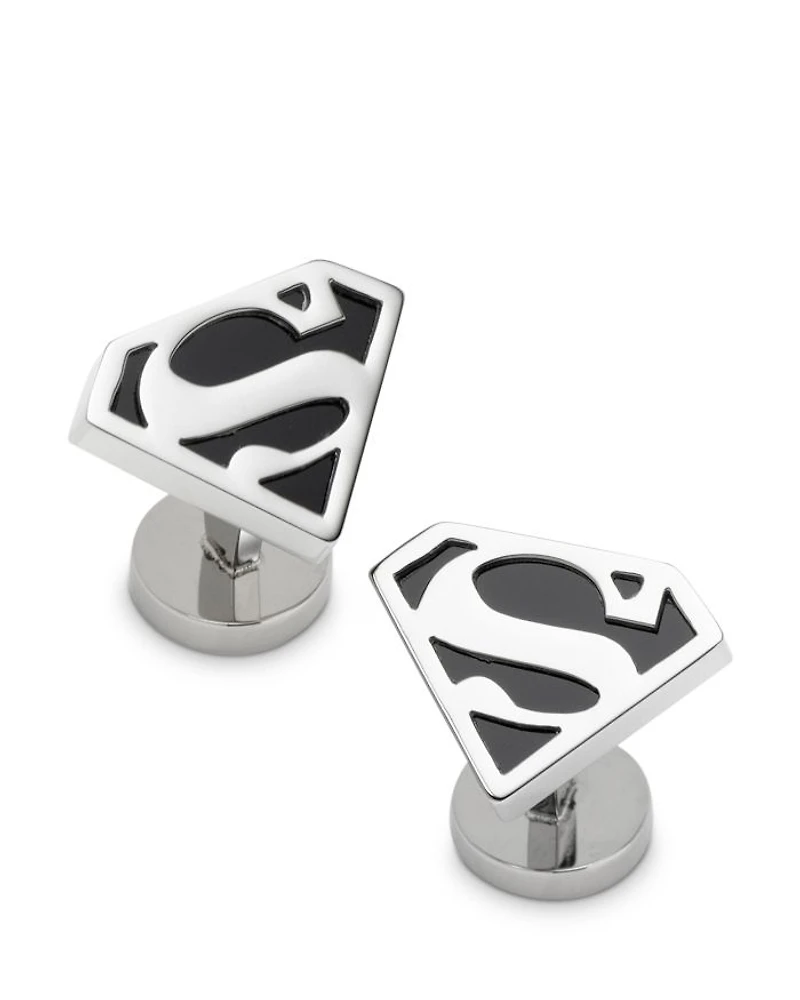 Superman Black Onyx Stainless Steel Cufflinks