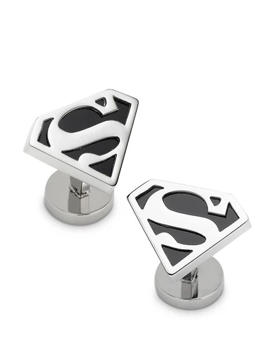 Superman Black Onyx Stainless Steel Cufflinks