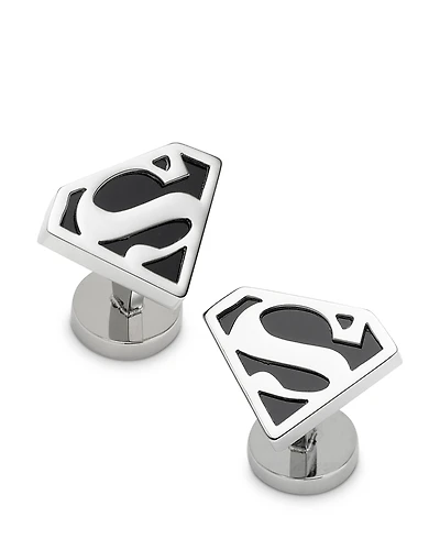Cufflinks Inc Superman Black Onyx Stainless Steel Cufflinks