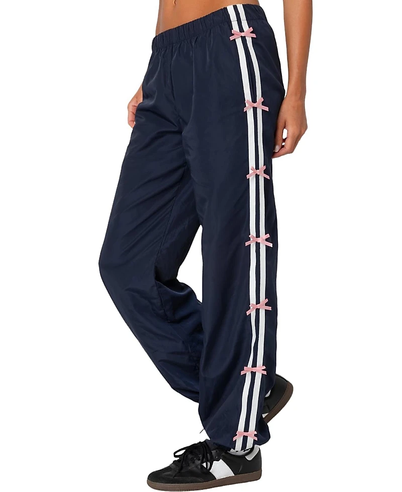 Edikted Bow Stripe Nylon Track Pants