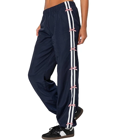 Edikted Bow Stripe Nylon Track Pants
