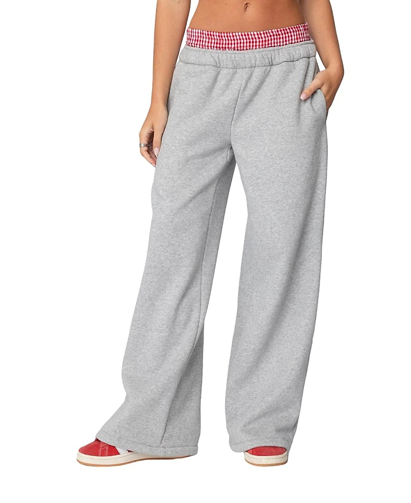 Edikted Gingham Boxer Detail Sweatpants