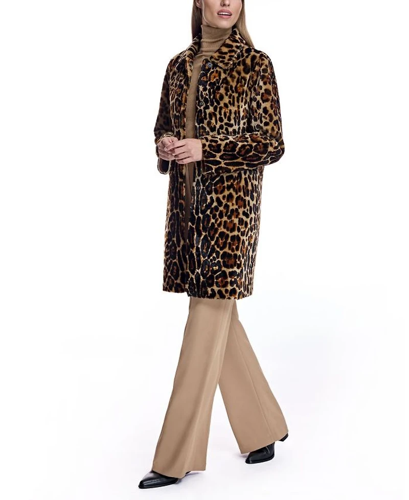 Animal Print Shearling Coat