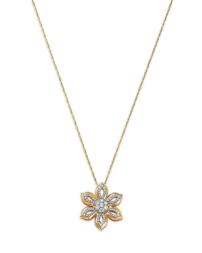 Bloomingdale's Fine Collection Diamond Flower Pendant Necklace