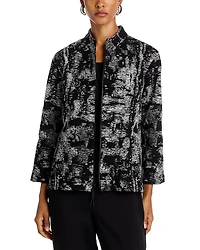 Melange Knit Zip Front Jacket