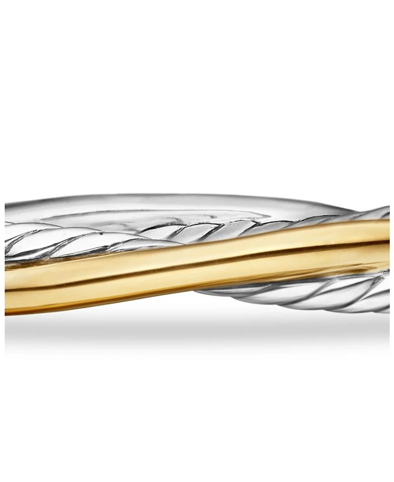 Crossover Two Row Cuff Sterling Silver with 18K Yellow Gold, 5mm