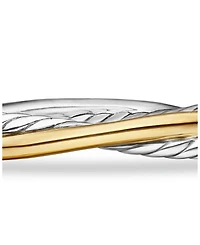 Crossover Two Row Cuff Sterling Silver with 18K Yellow Gold, 5mm