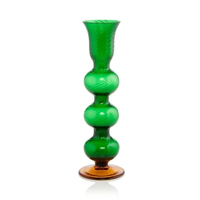Green Bubble Murano Glass Candle Stick
