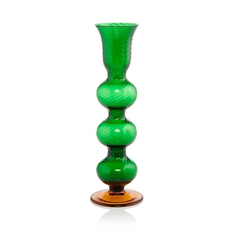 La DoubleJ Green Bubble Murano Glass Candle Stick