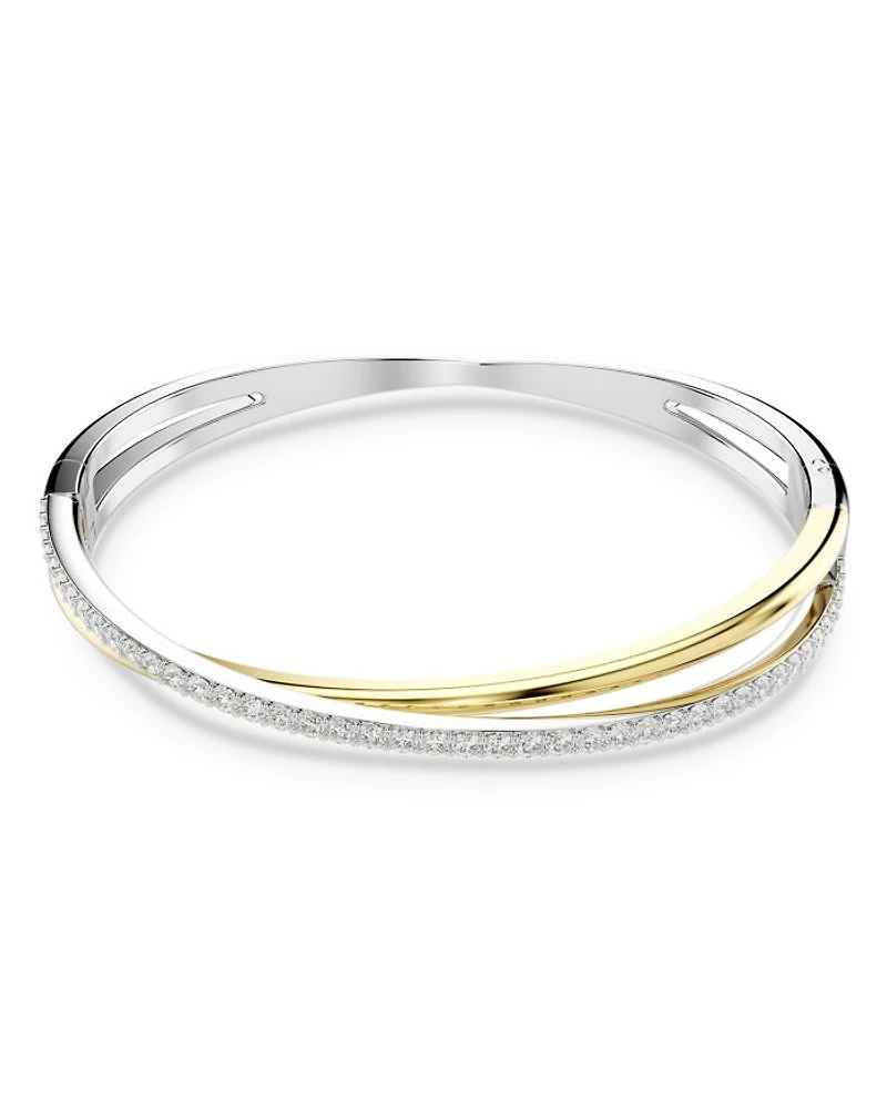 Hyperbola Crystal Double Row Bangle Bracelet in Gold Tone & Rhodium Plated