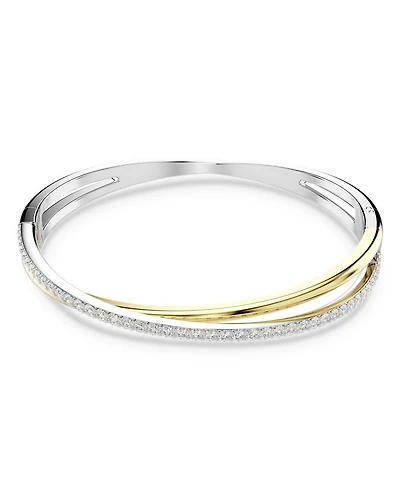 Hyperbola Crystal Double Row Bangle Bracelet in Gold Tone & Rhodium Plated