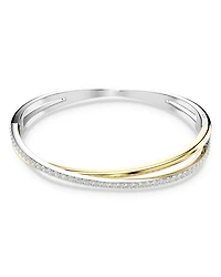 Hyperbola Crystal Double Row Bangle Bracelet in Gold Tone & Rhodium Plated