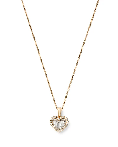 Bloomingdale's Fine Collection Diamond Baguette & Round Heart Pendant Necklace