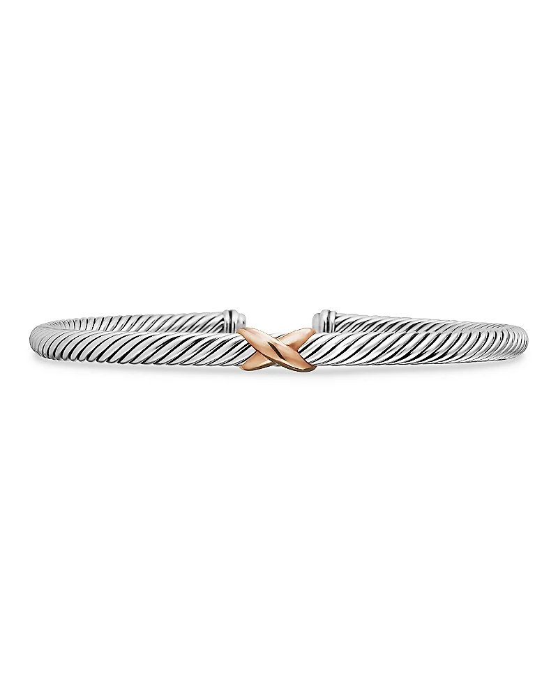 David Yurman Sterling Silver X Station Bracelet with 18K Rose Gold