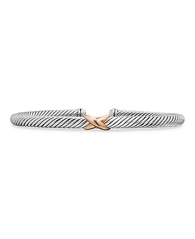David Yurman Sterling Silver X Station Bracelet with 18K Rose Gold