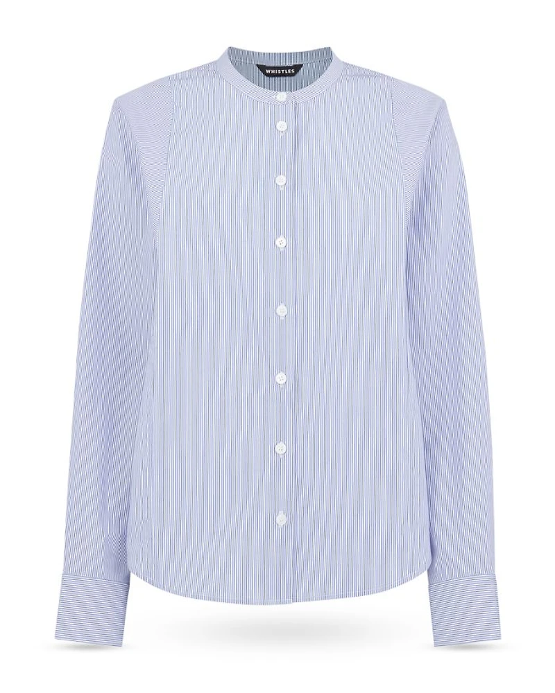 Striped Grandad Collar Shirt