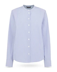 Striped Grandad Collar Shirt