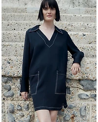 Topstitch Mini Dress