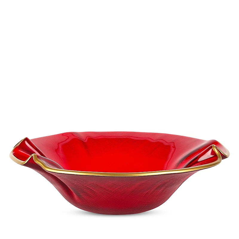 Vietri Holiday Glass Small Ruffled Bowl