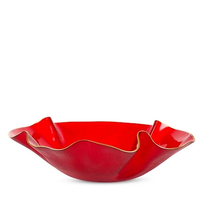Holiday Glass Medium Ruffled Bowl