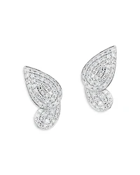 Phillips House Rhodium Plated 14K Yellow Gold Symphony Diamond Pave Half Butterfly Stud Earrings