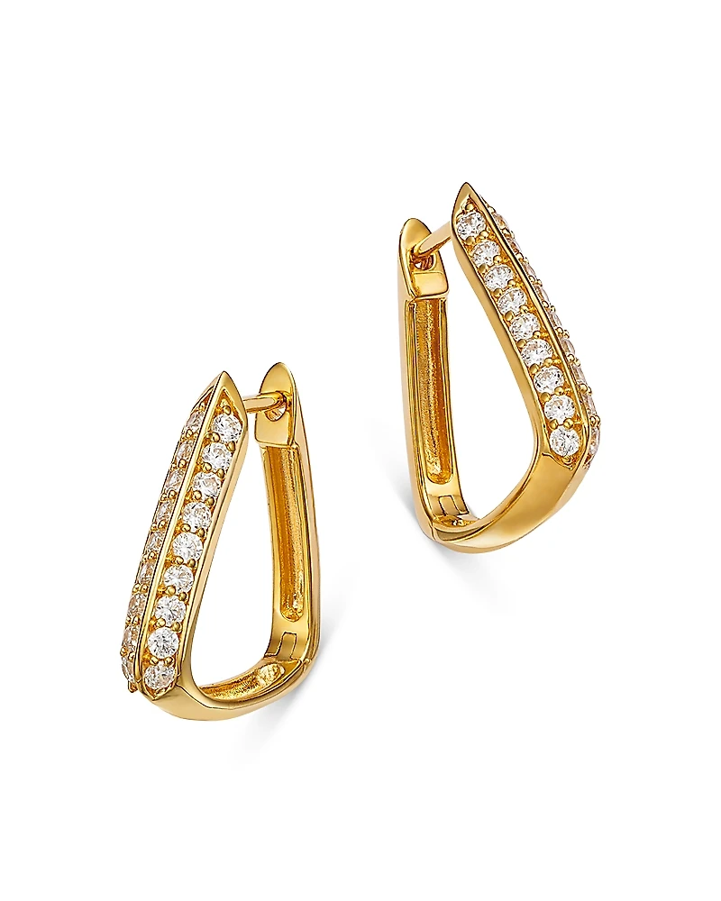 Bloomingdale's Fine Collection Diamond Oval Geometric Hoop Earring