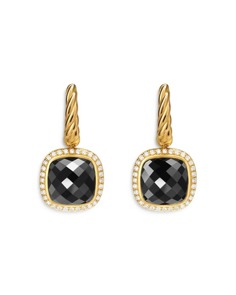 Albion® Drop Earrings in 18K Yellow Gold with Diamonds, 10mm