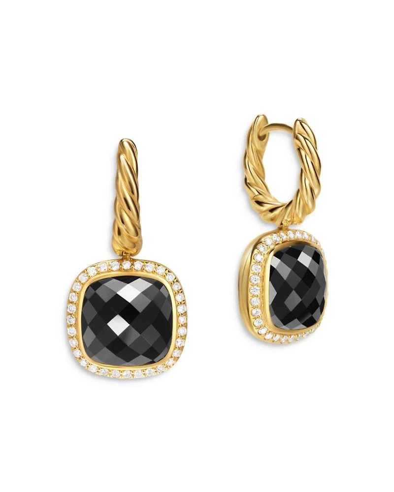 Albion® Drop Earrings in 18K Yellow Gold with Diamonds, 10mm