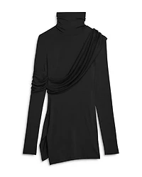 Asymmetric Draped Turtleneck Top