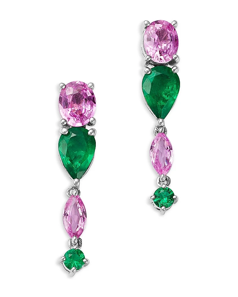 Bloomingdale's Fine Collection Emerald & Pink Sapphire Drop Earrings