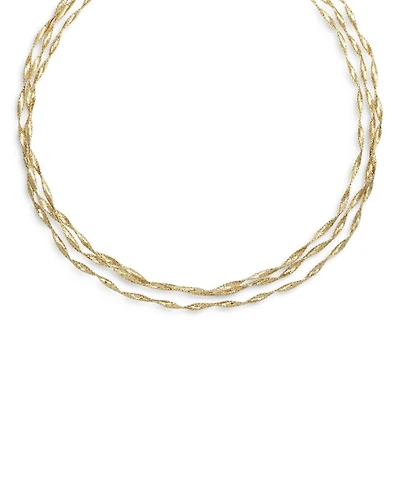 14K Yellow Gold Multi Strand Mesh Collar Necklace, 18"