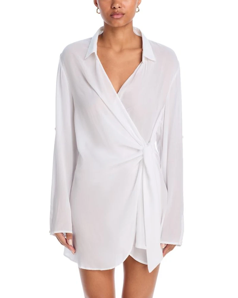Wrap Shirt Dress Swim Cover-Up - Exclusive