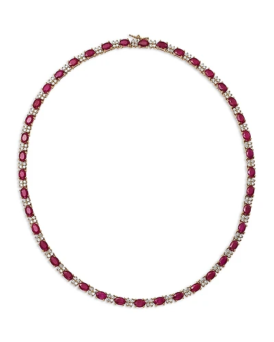 Bloomingdale's Fine Collection Ruby & Diamond Tennis Necklace