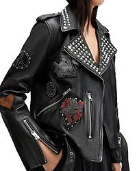 Leather College Biker Jacket
