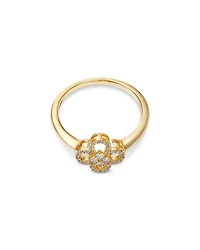 Diamond Clover Ring in 14K Yellow Gold, 0.15 tcw