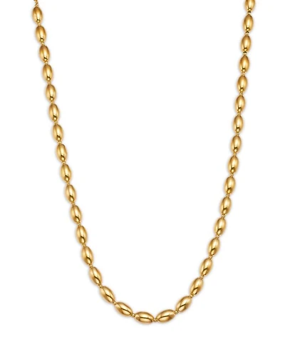 14K Yellow Gold Oval Bead Necklace, 18"
