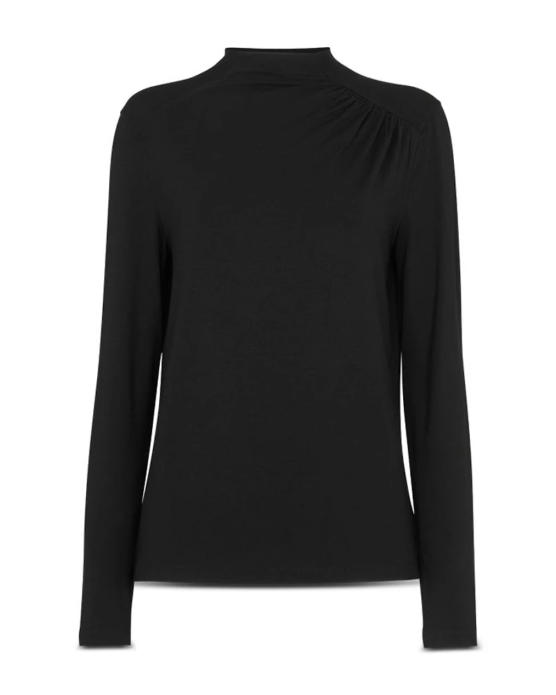 Ruched Front High Neck Top